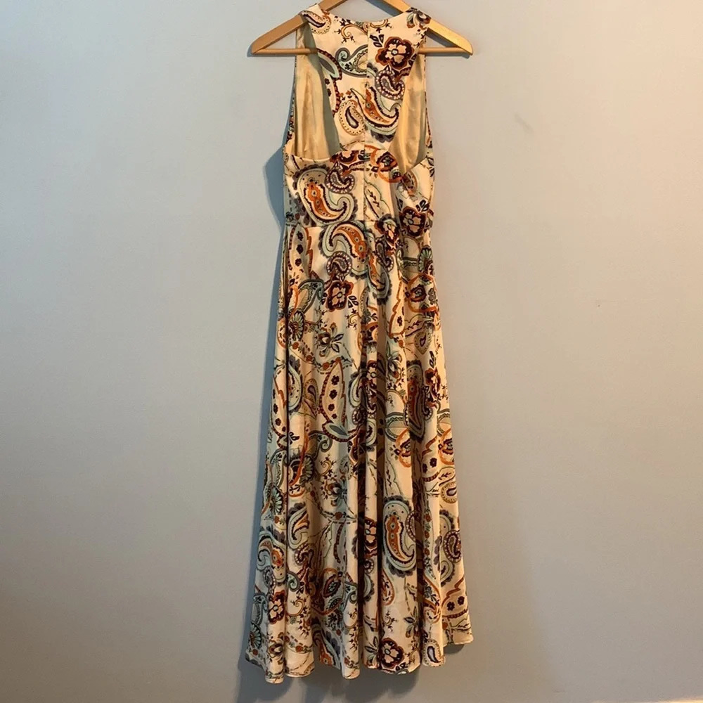 Marella size 8 Iolanda racer back satin maxi dress paisley tan champagne color - Picture 6 of 12